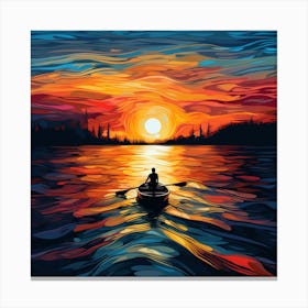 Rowing Into Sunset Canvas Print