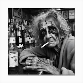 Old Lady At The Bar Canvas Print