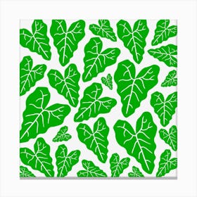 Green heart shaped leaves Pattern Canvas Print