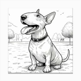 Line Art bull terrier dog 1 Canvas Print