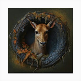 Deer In A Hole Canvas Print