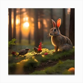 Rabbit In The Woods Canvas Print