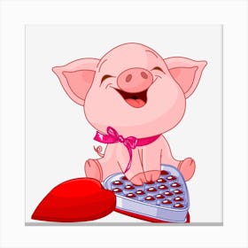 Pig With Heart Canvas Print