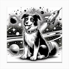 Laika Dog in Space Canvas Print