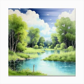 River Landscape 1 Canvas Print