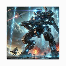 Ai Enhanced Kaiju Mechs Alliance Army Canvas Print