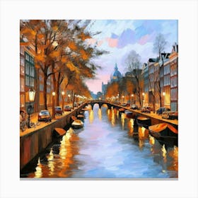 Amsterdam Canal At Dusk 2 Canvas Print