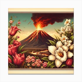 Volcano and flowers Canvas Print