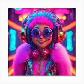 Futuristic Girl With Headphones Canvas Print