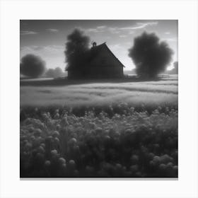 Barn In The Fog Canvas Print