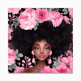 Afro Girl With Flowers 6 Canvas Print