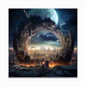 Igiracer Broken In Half Planet With Amazing City Inside Canvas Print