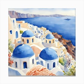 Santorini Greece Watercolor 6 Canvas Print