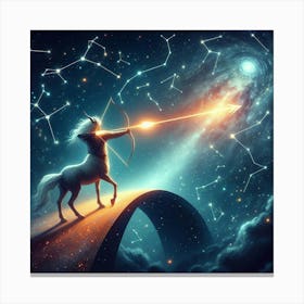 Unicorn With Bow And Arrow In The Sky 1 Canvas Print