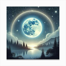 Full Moon Over Lake 9 Canvas Print