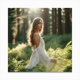 Beautiful Woman In The Forest 16 Canvas Print