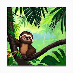 Sloth In The Jungle Canvas Print