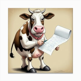 Cow Writing Letter Canvas Print