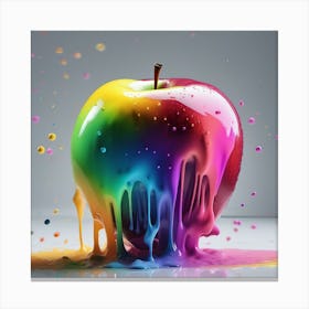 Rainbow drip Apple Canvas Print