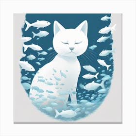 Cat With Fishes Canvas Print