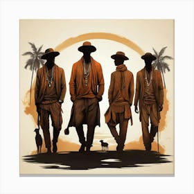 Boho Art Men silhouettes Canvas Print
