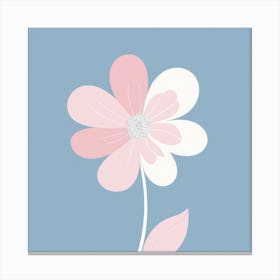 A White And Pink Flower In Minimalist Style Square Composition 634 Canvas Print