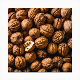 Walnuts On A Black Background 2 Canvas Print