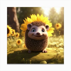 Hedgehog With Sunflowers Canvas Print