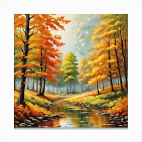 Forest In Autumn In Minimalist Style Square Composition 12 Canvas Print