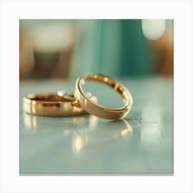 Wedding Rings On A Table Canvas Print