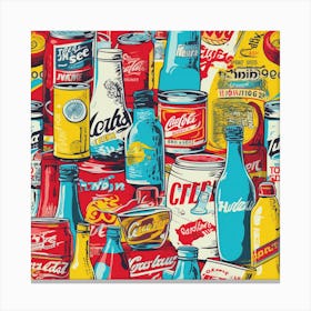 Vintage Soda Cans Seamless Pattern Canvas Print