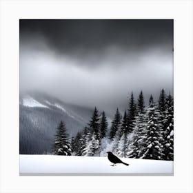 Winter Landscape With Birds 3 Canvas Print