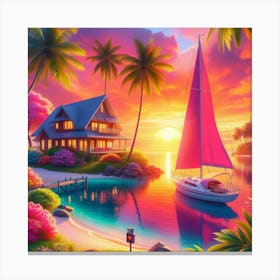 Sunset Sailboat Canvas Print