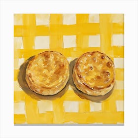 Tea Cakes Yellow Checkerboard 2 Canvas Print