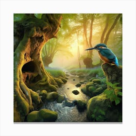 Kingfisher In The Forest 18 Canvas Print