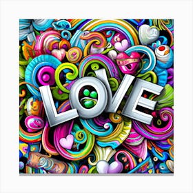 Love Doodles,Rainbow LOVE Graphic Stained Glass Doodle Art Canvas Print