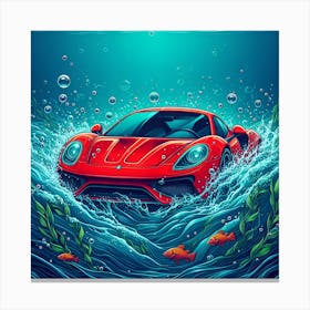 Car in Water Canvas Print