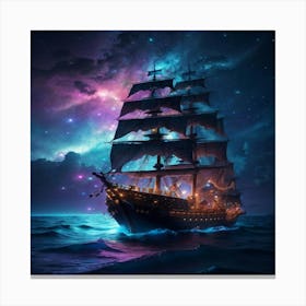 Ship In The Night Sky Canvas Print