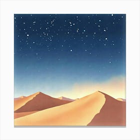 Serene Watercolor Desert Dunes Under Starlit Sky 1 Canvas Print