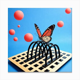 Butterfly On A Chess Board 19 Canvas Print