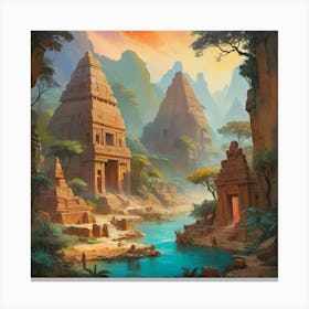 Egyptian Temple Art print paintings Canvas Print