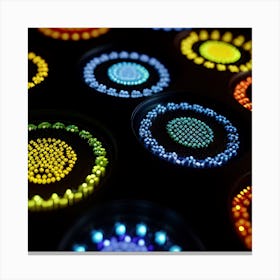 Colorful Circles On A Black Background Canvas Print