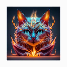 Cat In Flames Canvas Print