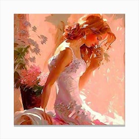Woman In A Pink Dress Canvas Print