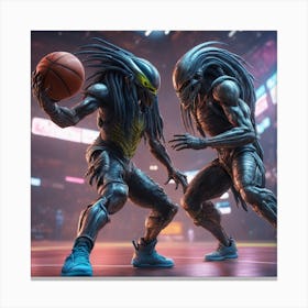 Aliens And Basketball Canvas Print