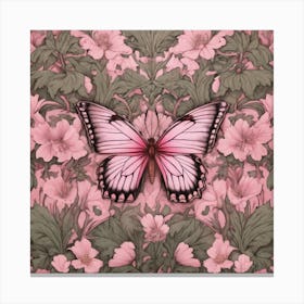 William Morris Print Pink Butterfly Botanical 1 Canvas Print