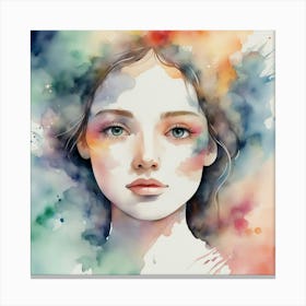 Watercolor Of A Girl 31 Canvas Print