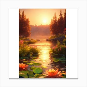 Sunset By The Lake Canvas Print