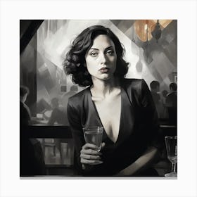 Woman With A Glass Of Wine Canvas Print