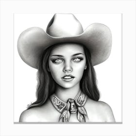 Girl In A Cowboy Hat 1 Canvas Print
